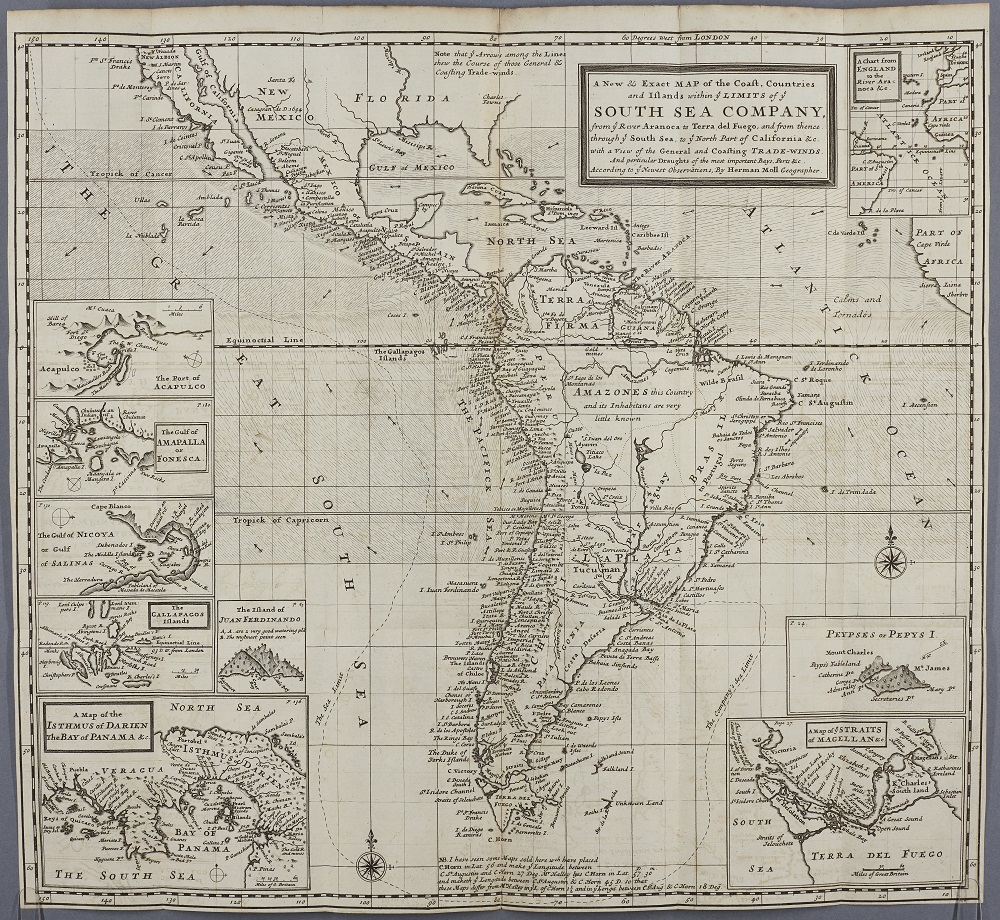 Map showing the area of operation of the South Sea Company.