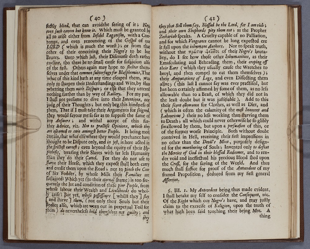 Opening from Morgan Goodwyn's sermon 'Trade before Religion' condemning the slave trade and the institution of slavery.