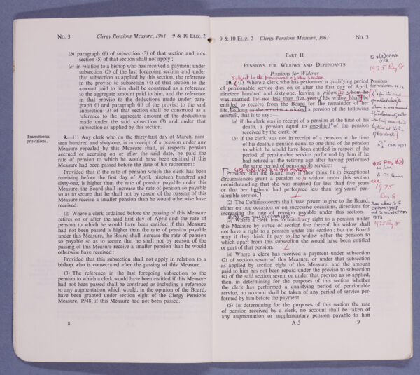 Clergy Pensions Measure 1961 annotated to change the gendered language.